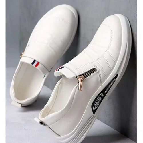 Mens Leather Shoes Loafers Casual Shoes Slip-Ons Business Loafers Formal Shoes-Classic White