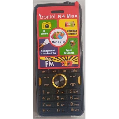 K4 max, 4 sims, Bright Torch Wireless Fm 3000mah Phone, black