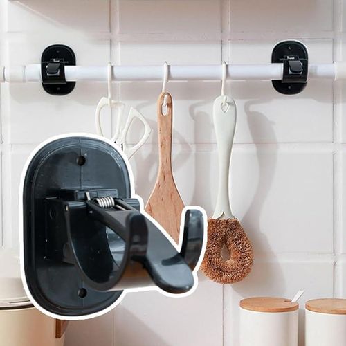 No Drill Curtain Rod Holder Hangers - Self Adhesive Hook - 2pcs