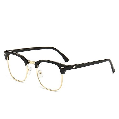 Men's Non-Prescription Blue Light Blocking Eyeglasses - Shiny Black & Gold Frame