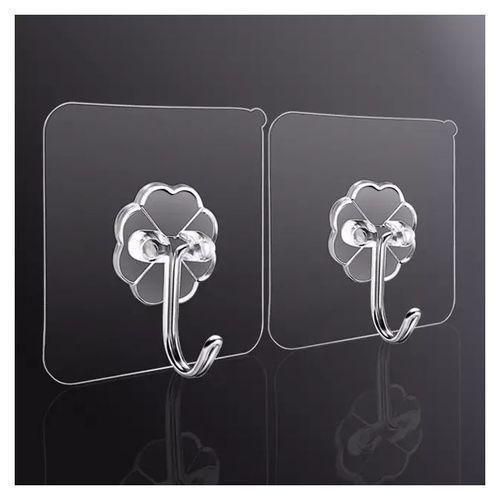 20 pcs Strong Heavy-Duty Transparent Adhesive Wall Hooks For Smooth Surfaces