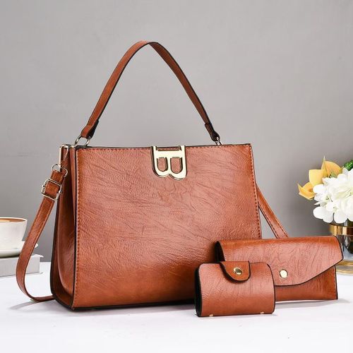 Bacon Classic Ladies Trendy Leather Handbag Brown