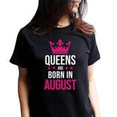 Queens Are Born In August Birthday T-shirt - Black