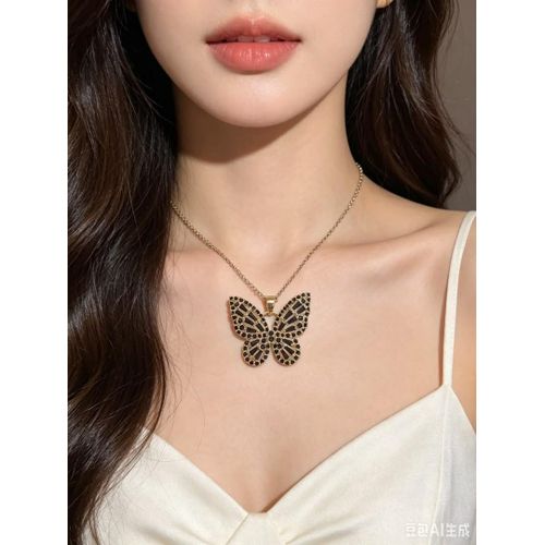 Gold Butterfly Pendant Necklace for Ladies