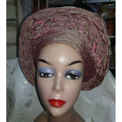 Aso-Oke African Headtie Auto Gele, Headgear, Two Tone Aso Oke Ready To Wear.