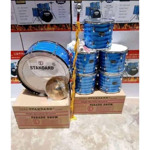 Standard Complete Marching Band Drum Set – 6 Pieces with Cymbals & Drumsticks