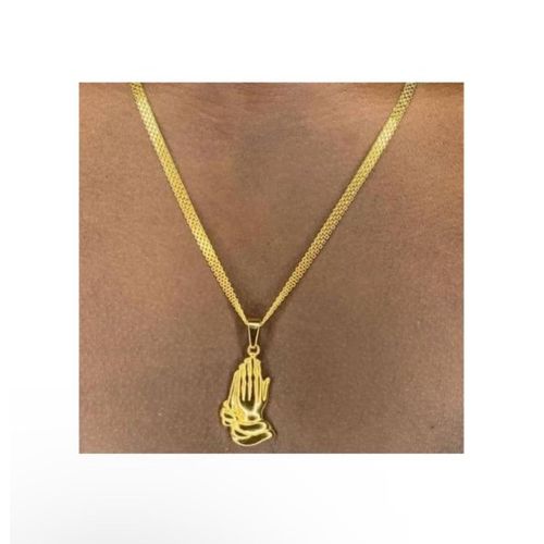 2 SET UNISEX GOLD NECKLACE CUBAN AND PENDANT MEN WOMEN