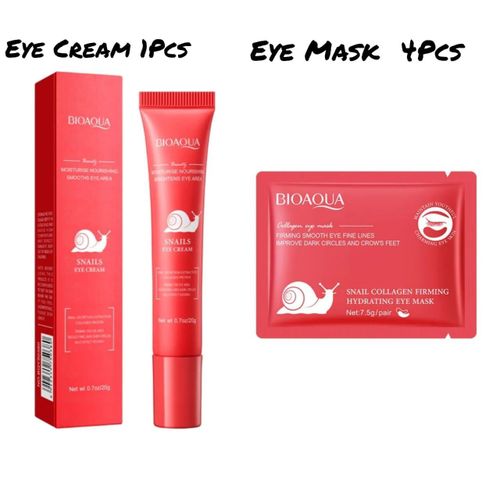 Snail Eye Care Combo – Helps Reduce Dark Circles, Puffiness & Fine Lines. (1 Eye Cream & 4 Eye Mask)