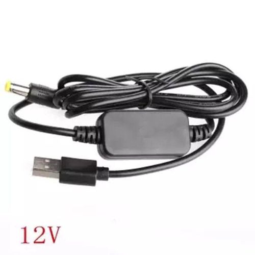 USB to 12V DC Plug Converter Cable with Step-Up Power Module (5V Input, 5.5mmx2.1mm Connector)
