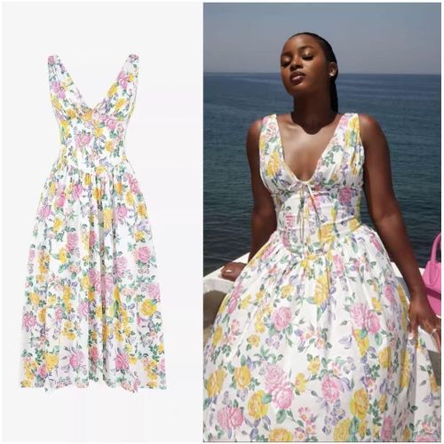 Floral sleeveless bandage long summer dress with zipper
