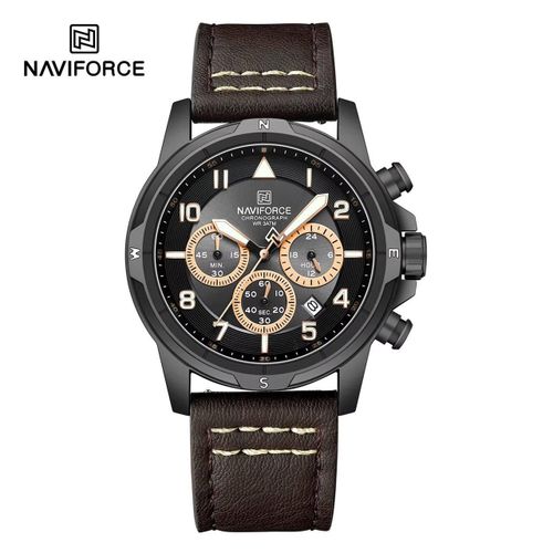 Neon Grid Chronograph – Angular Dial & Textured Leather Strap