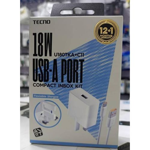 18W Fast USB-A Charger With Type-C Cable