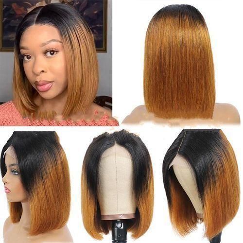 Short Ombre Bob Hair Wigs For Black Women Dark Brown Wigs
