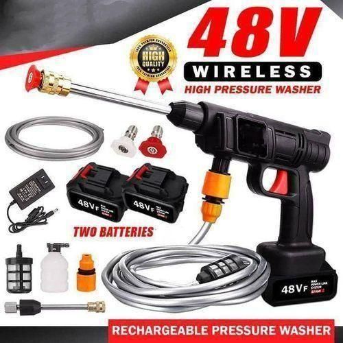 Cordless Pressure Gun Washer, Portable High Power Washer Gun - Rechargeable/ High Pressure Water Spray Gun Car Washer & Cleaner Garden Washer 48V(2 Battery)