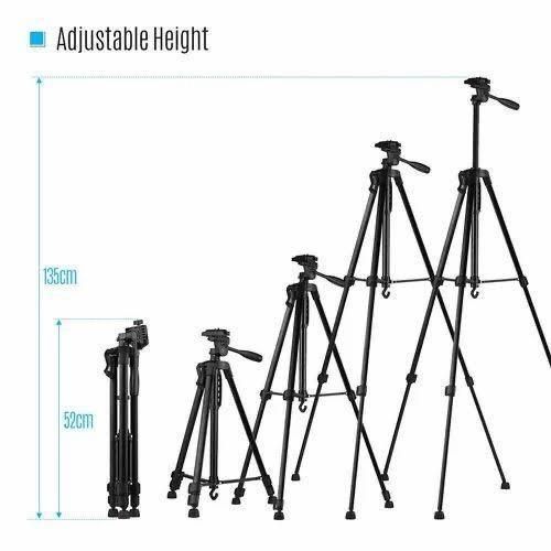 Tripod Stand 3366 ( 6ft tall ) - Black Aluminum Tripod, Portable Stand, Suitable For Live Streaming and Video Recording. Compatible with Mobile Phones, Cameras, Mini Ring Lights.