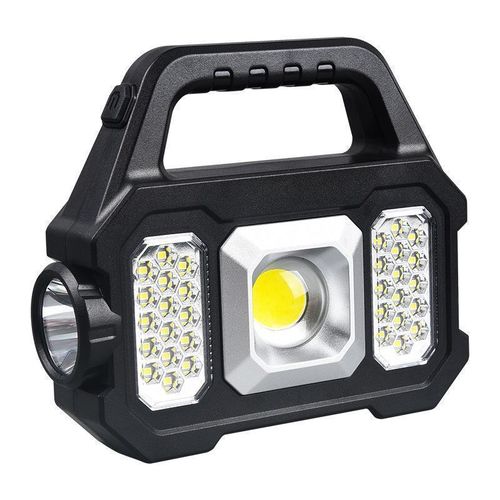 Flashlight 6 Gear Solar LED Work Light Rechargeable USB Power Bank Waterproof Handheld Flashlight for Camping, Fishing & Home Emergency