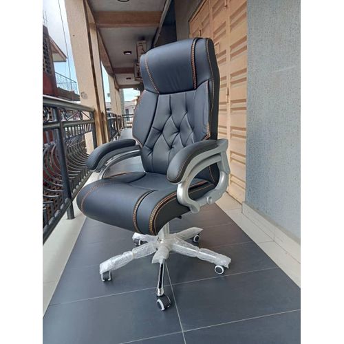 Luxury Executive Office Chair - High Back PU Leather Swivel Chair with Chrome Base, Padded Armrests