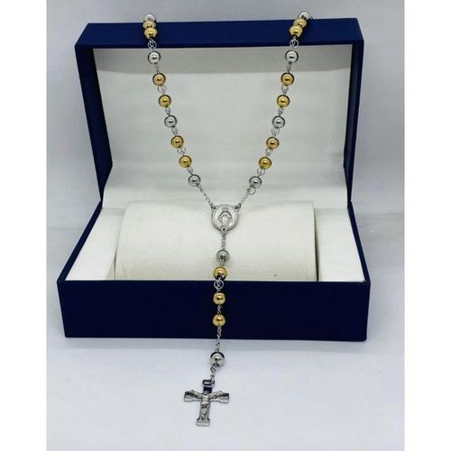 Quality Rosary Stainless Steel + Beads Unisex Necklace