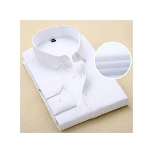 Men's Corporate Quality Office Plain Long Sleeve White Shirt