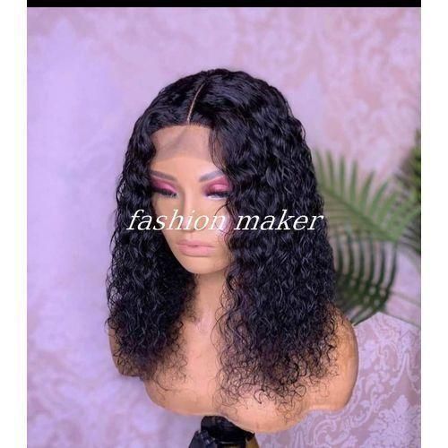 Wet And Wave Curly Wig With T frontal Natural Colour