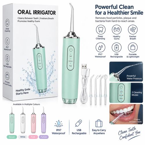 Cordless Oral Irrigator Water Flosser – Portable Dental Water Flossing Machine for Deep Teeth & Gum Cleaning