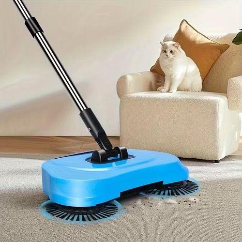 Beqqk 3-in-1 Manual Carpet Sweeper - Hand Push Floor Cleaner with 360° Rotating Mop