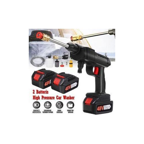 2 Batteries Cordless 48V Wireless Portable High Pressure Automatic Car/Bike Washer Wheel Cleaner Ideal For Garden Watering