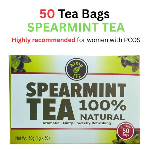 Tea Bags Alma Spearmint Tea for Women – Natural Herbal Tea for PCOS Support, Anxiety Relief & Hormone Balance 50 Tea Bags