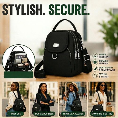 Waterproof Nylon Crossbody Bag for Women – Multi-Pocket Lightweight Messenger Shoulder Handbag with Earphone Hole for Work, Travel & Daily Commute