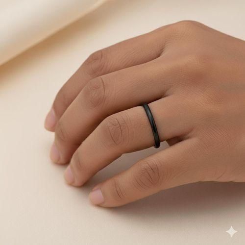 2pcs Women's Premium 316L Titanium Steel Minimalist Ring – Non-Tarnish (Size 8- Blue and Black)