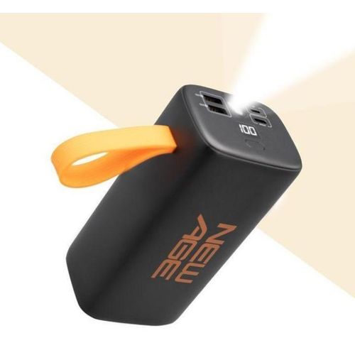 Turbo Ultra 4 44000mAh Power Bank - PD 22.5W Fast Charging, 4 Ports, Digital Display, Flashlight - Black Orange