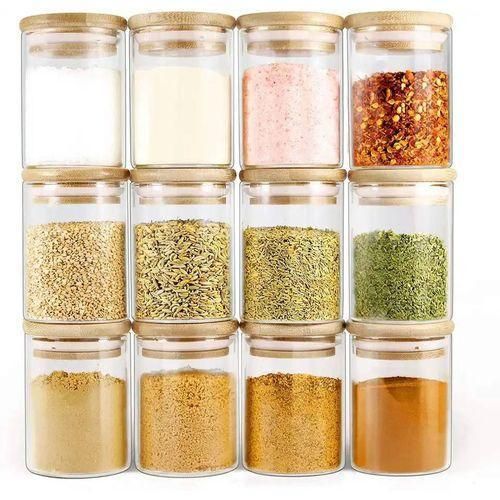 12 In 1 Spice Jars With Bamboo Lid Container Organizer