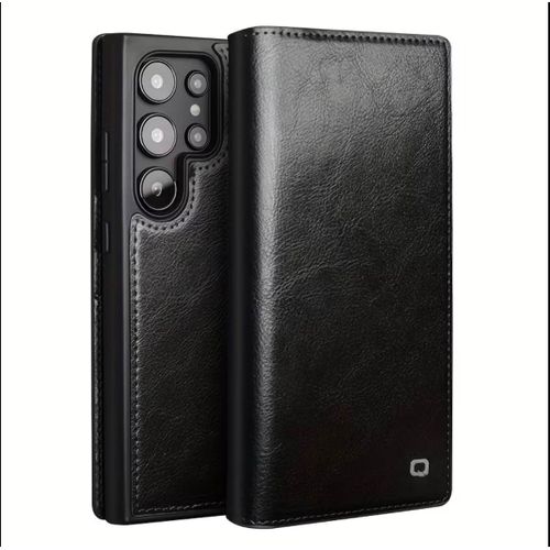 S25 Ultra Open & Close Phone Case & Pouch RICH BOSS - High-Quality Artificial Leather Case Designed, Featuring RFID Blocking, a Card Slot, a Kickstand, And Strong Magnetic Closure, Providing Shockproof & Camera Protection ( BLACK )