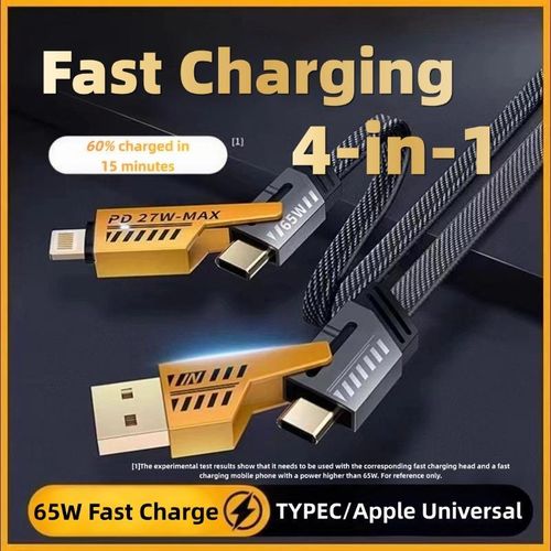 Mecha data cable 4 in 1 super fast charging PD27W charging dual type-C 65W two-to-two fast charging cable multi-function