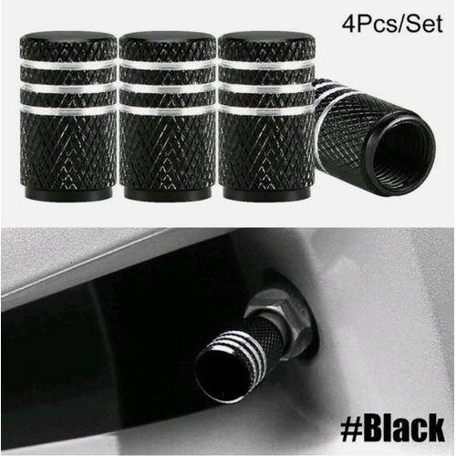 Aluminum Tire Valve Caps Black 4PcsSet
