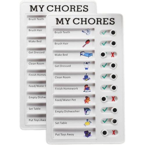 2 Pieces Chore Chart for Multiple Kids Daily Chore Schedule for 2 Kids Memo Checklist Plan Board Detachable Plastic for Home Reusable Chore List