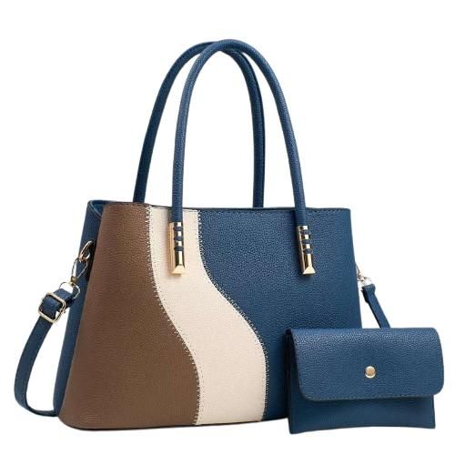 Blue mixed ladies/ women office work hand bag