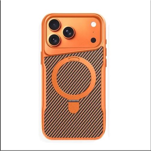 iPhone 17 Case Titanium Gold, Magnetic Shockproof Phone Cover with Camera Protection, Carbon Fiber Design