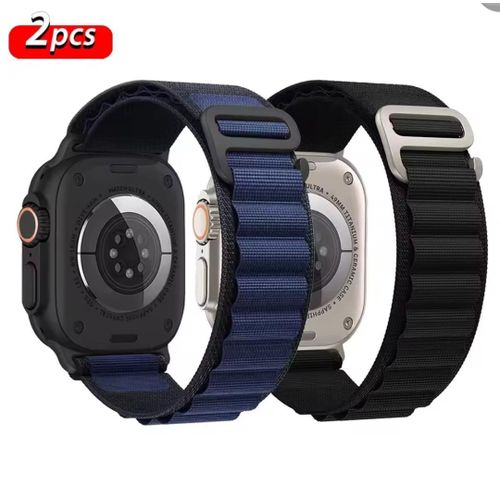 Apple watch replacement Strap Band 42/44/49mm 2pcs Alpine loop strap black/ navy-blue