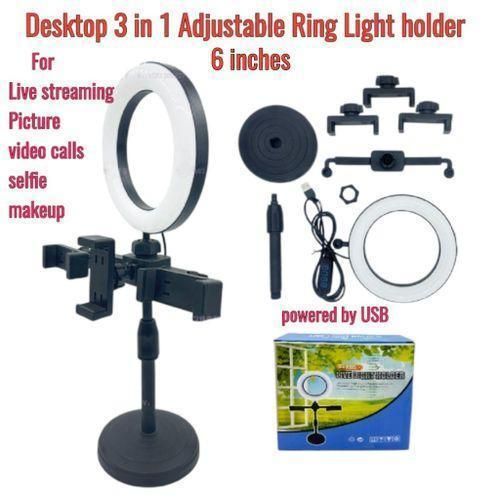 LED Double Cell Phone Holder/Stand For Live Stream,Makeup
