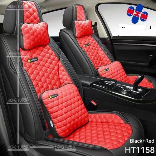 Premium Quality Smiley Face Leather Vehicle Seat Cover - Black