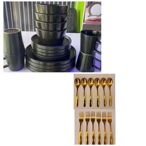 Quality Stoneware Dinner Set 16 pcs and 12 pieces stainless steel cutlery set