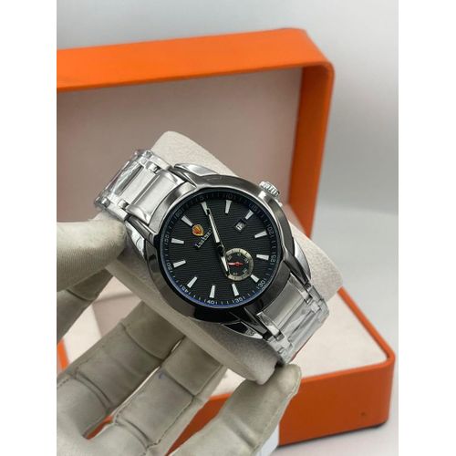 Silver Black Men bracelet strap Watch