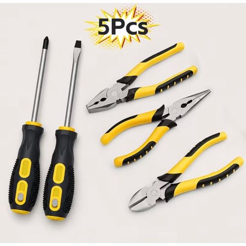 5-in-1 All-purpose Set/Multi-functional Electrician's Pliers Set Including Diagonal Pliers/wire Strippers/long-nose Pliers & Screwdrivers. Ergonomic Design. Home Car Repair DIY Tool Set. Powerful and Precise Hand Tools