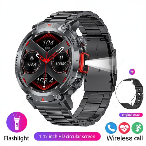 Smartwatch LED Flashlight Bluetooth Call Sport Tracker IP67 Waterproof