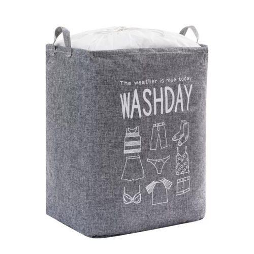 100L Capacity Gray Linen Laundry bag- Foldable Storage Organizer with Handles