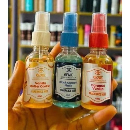 Perfume Genie 3 in 1 of Creamy, Blue and Red Body Mist Spray 40ml (all day comfort) unisex Nafdac No. A2-107618, Nafdac No. A2-107626, Nafdac No. A2-107623
