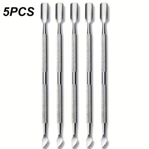 5pcs Stainless Steel Cuticle Pusher Set, Dual - End Dead Skin Remover, Manicure Prep Tools for Nail Art