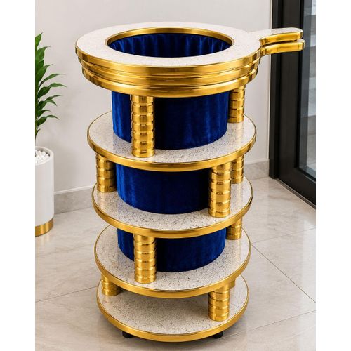 Luxury Church Offering Basket Stand- Premium Velvet Tithe Collection Basket - Gold-Plated Church Donation Stand