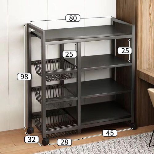 4-Tier Heavy-Duty Multifunctional Storage Rack on Wheels, a versatile organizer crafted from durable, rust-resistant carbon steel
